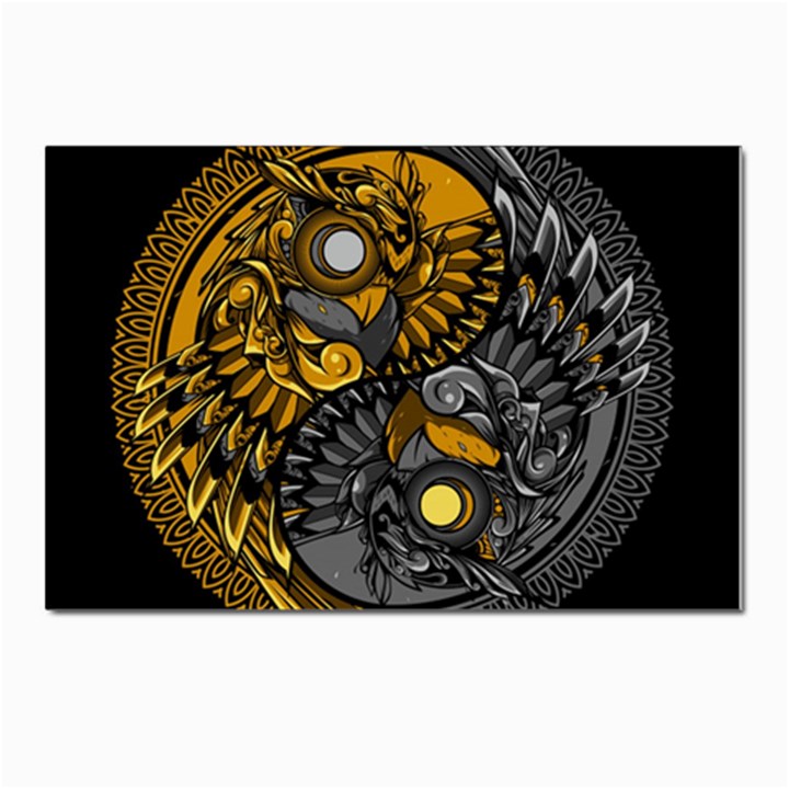 Yin-yang-owl-doodle-ornament-illustration Postcard 4 x 6  (Pkg of 10)