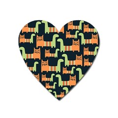 Seamless-pattern-with-cats Heart Magnet by Simbadda