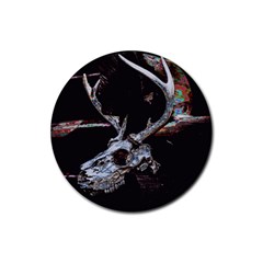 Deer Skull Rubber Round Coaster (4 Pack) by MonfreyCavalier