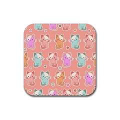 Cute-kawaii-kittens-seamless-pattern Rubber Coaster (square) by Simbadda