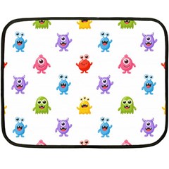 Seamless-pattern-cute-funny-monster-cartoon-isolated-white-background Two Sides Fleece Blanket (mini)