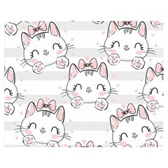 Cat-with-bow-pattern Premium Plush Fleece Blanket (medium) by Simbadda