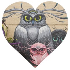 Graffiti Owl Design Wooden Puzzle Heart