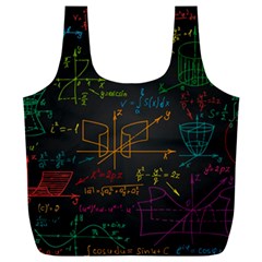 Mathematical-colorful-formulas-drawn-by-hand-black-chalkboard Full Print Recycle Bag (xxl) by Simbadda
