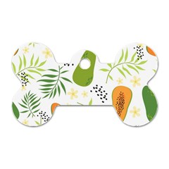 Seamless-tropical-pattern-with-papaya Dog Tag Bone (two Sides)