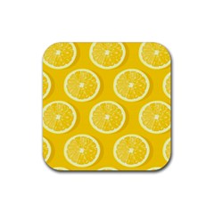 Lemon-fruits-slice-seamless-pattern Rubber Coaster (square) by Simbadda