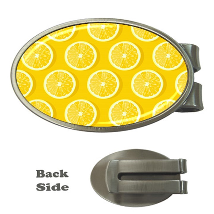 Lemon-fruits-slice-seamless-pattern Money Clips (Oval) 