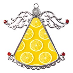 Lemon-fruits-slice-seamless-pattern Metal Angel With Crystal Ornament by Simbadda