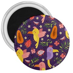 Exotic-seamless-pattern-with-parrots-fruits 3  Magnets by Simbadda