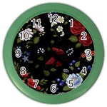 Floral-folk-fashion-ornamental-embroidery-pattern Color Wall Clock