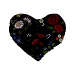 Floral-folk-fashion-ornamental-embroidery-pattern Standard 16  Premium Heart Shape Cushions