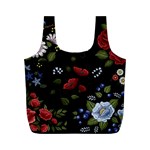 Floral-folk-fashion-ornamental-embroidery-pattern Full Print Recycle Bag (M)