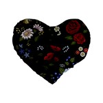 Floral-folk-fashion-ornamental-embroidery-pattern Standard 16  Premium Flano Heart Shape Cushions