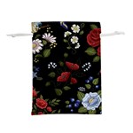 Floral-folk-fashion-ornamental-embroidery-pattern Lightweight Drawstring Pouch (S)