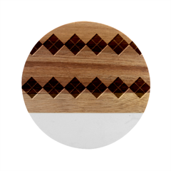 Seamless-argyle-pattern Marble Wood Coaster (round) by Simbadda