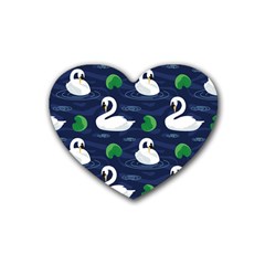 Swan-pattern-elegant-design Rubber Heart Coaster (4 Pack) by Simbadda