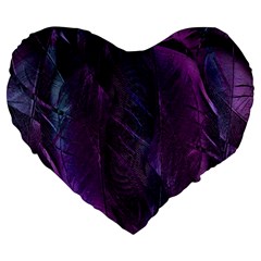 Feather Pattern Texture Form Large 19  Premium Flano Heart Shape Cushions