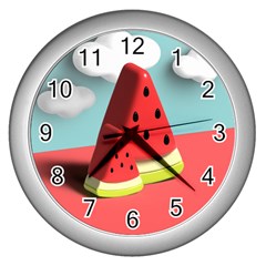 Strawberries Fruit Wall Clock (silver)