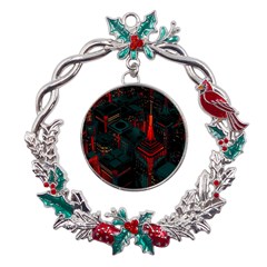 A Dark City Vector Metal X mas Wreath Holly Leaf Ornament by Proyonanggan