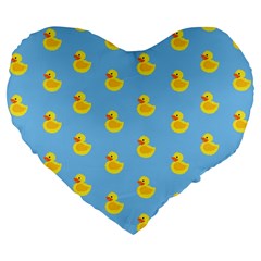 Rubber Duck Pattern Large 19  Premium Flano Heart Shape Cushions by Valentinaart