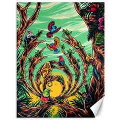 Monkey Tiger Bird Parrot Forest Jungle Style Canvas 36  X 48  by Grandong