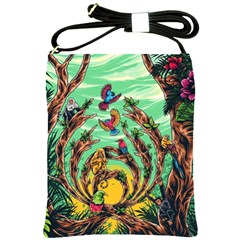 Monkey Tiger Bird Parrot Forest Jungle Style Shoulder Sling Bag by Grandong