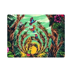 Monkey Tiger Bird Parrot Forest Jungle Style Premium Plush Fleece Blanket (mini) by Grandong