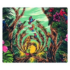 Monkey Tiger Bird Parrot Forest Jungle Style Premium Plush Fleece Blanket (small) by Grandong