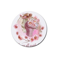 Women With Flowers Rubber Round Coaster (4 Pack) by fashiontrends