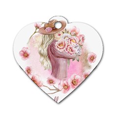 Women With Flowers Dog Tag Heart (two Sides) by fashiontrends