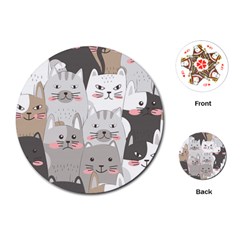 Cute Cats Seamless Pattern Playing Cards Single Design (round) by Bangk1t