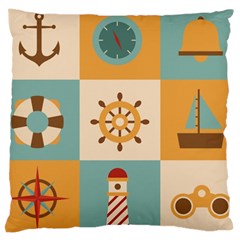 Nautical Elements Collection Large Cushion Case (two Sides) by Bangk1t