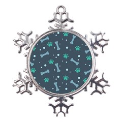 Bons Foot Prints Pattern Background Metal Large Snowflake Ornament