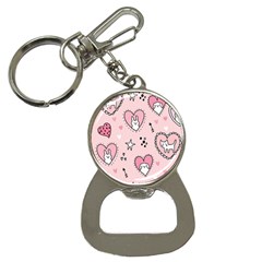 Cartoon Cute Valentines Day Doodle Heart Love Flower Seamless Pattern Vector Bottle Opener Key Chain by Bangk1t