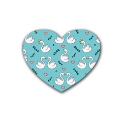 Elegant Swan Pattern Design Rubber Heart Coaster (4 Pack) by Bangk1t