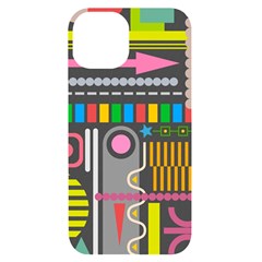 Pattern Geometric Abstract Colorful Arrow Line Circle Triangle Iphone 14 Black Uv Print Case