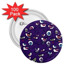 Eye Artwork Decor Eyes Pattern Purple Form Backgrounds Illustration 2 25  Buttons (100 Pack)  by Bangk1t