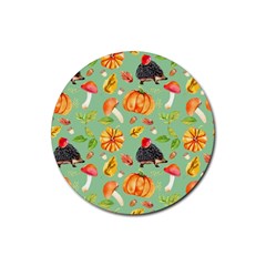 Autumn Seamless Background Leaves Wallpaper Texture Rubber Coaster (round) by Bangk1t