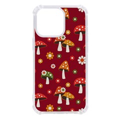 Woodland Mushroom And Daisy Seamless Pattern On Red Backgrounds Iphone 13 Pro Tpu Uv Print Case by Amaryn4rt
