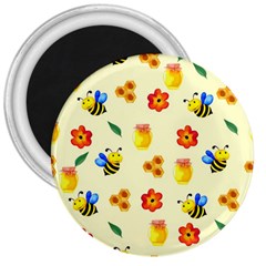 Seamless Background Honey Bee 3  Magnets by Amaryn4rt