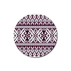 Illustration Ukrainian Folk Seamless Pattern Ornament Rubber Round Coaster (4 Pack)