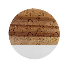 Texture Pattern Seamless Rainbow Background Dream Marble Wood Coaster (round) by pakminggu