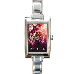 Pink Flower Rectangle Italian Charm Watch by artworkshop