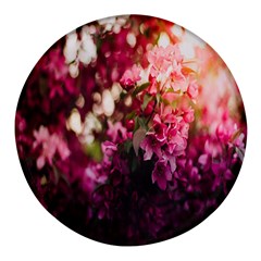 Pink Flower Round Glass Fridge Magnet (4 Pack) by artworkshop