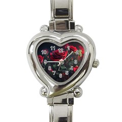 Rose Flower Plant Red Heart Italian Charm Watch