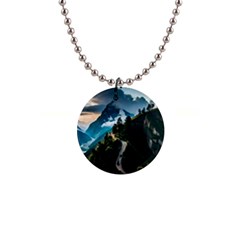 Nature Mountain Valley 1  Button Necklace