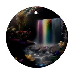 Waterfall Rainbow Round Ornament (two Sides) by Ravend