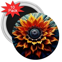 Flower Plant Geometry 3  Magnets (10 Pack) 