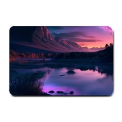 Lake Mountain Night Sea Flower Nature Small Doormat by Ravend