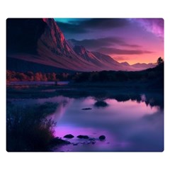 Lake Mountain Night Sea Flower Nature Two Sides Premium Plush Fleece Blanket (small) by Ravend